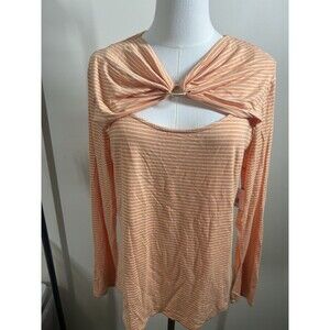 Ella Rafaella Women's Pullover Size XL Orange + White Stipe NEW FREE SHIPPING031